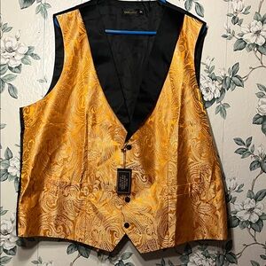 💁‍♂️MENS dibangu Gold Paisley Satin Vest